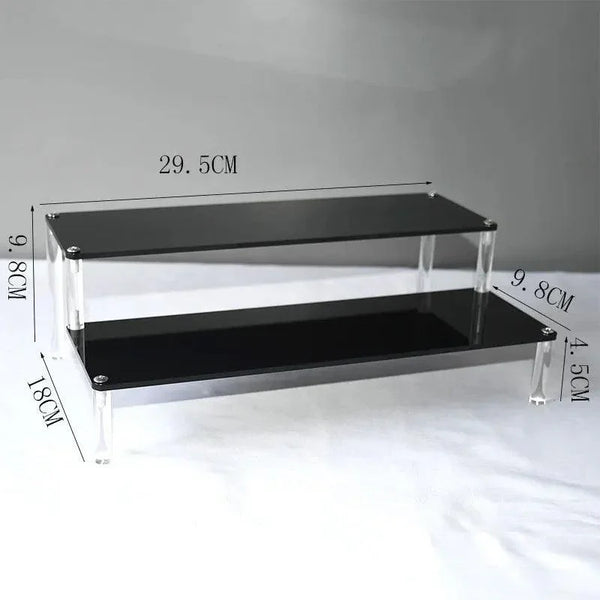 1-tier 20×8cm black acrylic shelf for home use