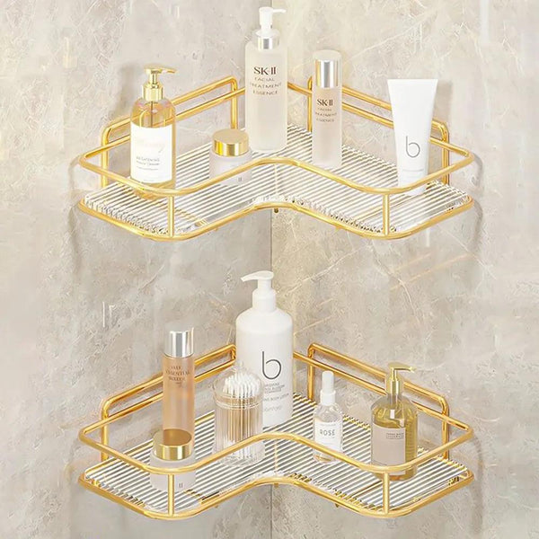 2PCS black no-drill acrylic shelf set for complete shower organization