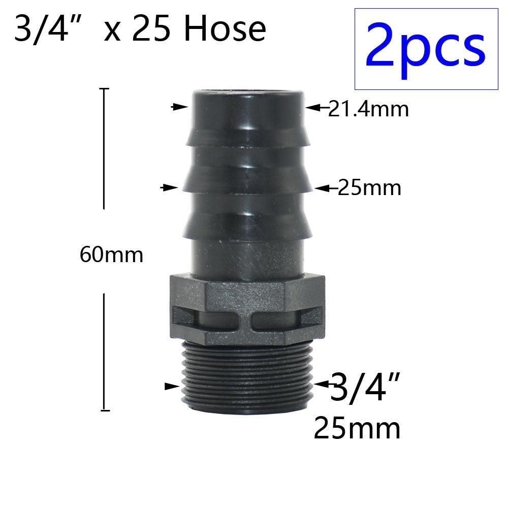 3/4 inch threaded to 20mm barbed pipe connector for sprinkler systems