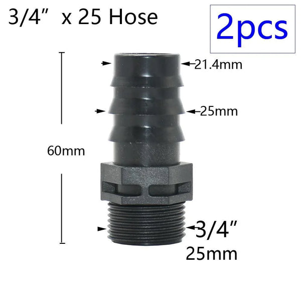 3/4 inch threaded to 20mm barbed pipe connector for sprinkler systems