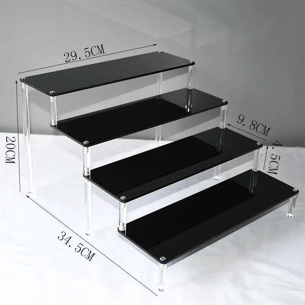 2-tier 30×8cm black acrylic makeup and perfume stand