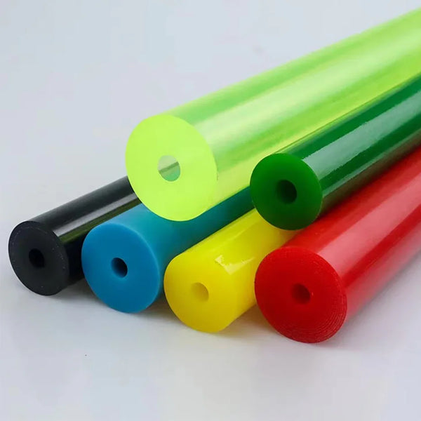 500mm yellow hollow PU rod with 8mm inner diameter and flexible polyurethane construction