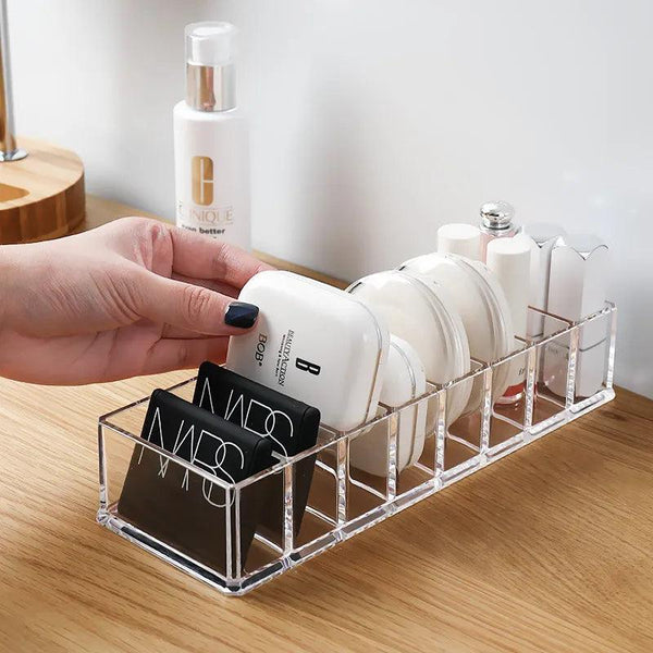 6-grid acrylic makeup storage box for compact powders and brushes