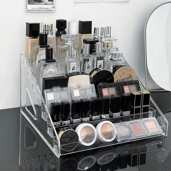 7-layer transparent makeup display shelf for vanity use
