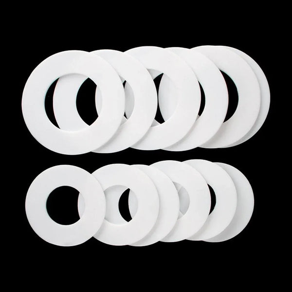 Flat PTFE sealing washer close-up
