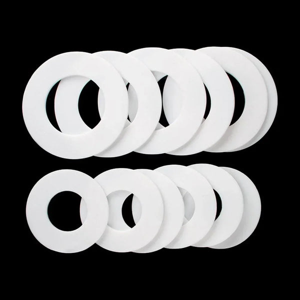 Flat PTFE sealing washer close-up