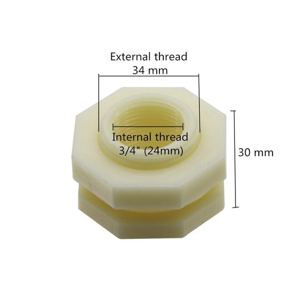 Dimensions of ABS pipe connector in mm and inches