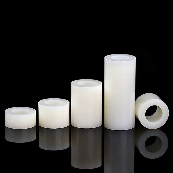 Front view of ABS plastic insulation spacer columns for M6 M8 screws