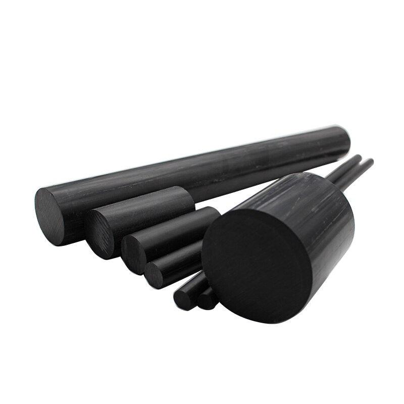 Close-up of Black ABS Round Bar Surface Texture