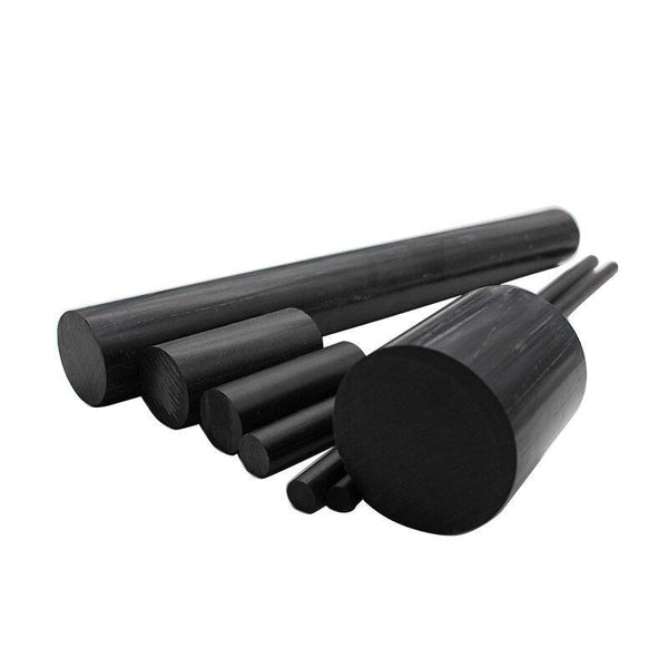 Close-up of Black ABS Round Bar Surface Texture