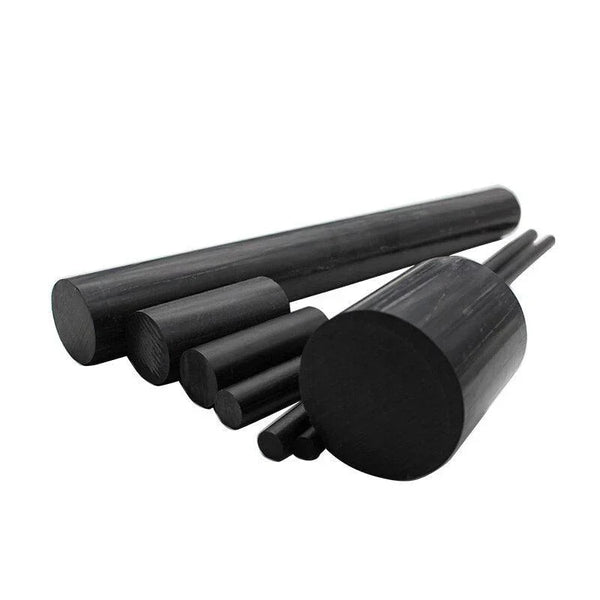 Close-up of Black ABS Round Bar Surface Texture