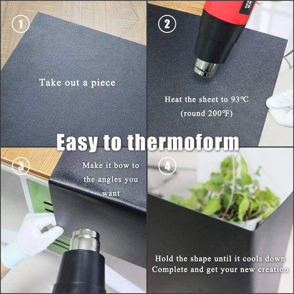 Side view of 1mm thick ABS plastic sheets in matte and glossy finish