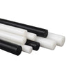 Overview of black and white Acetal POM plastic rods in various sizes