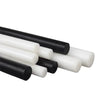 Overview of black and white Acetal POM plastic rods in various sizes