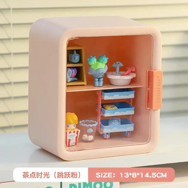 2-piece large clear acrylic display boxes for Dimoo and Popmart dolls