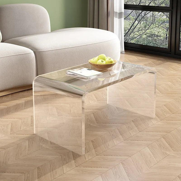 Clear acrylic C-shaped side table for sofa or living room