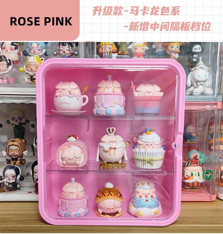 Acrylic display cabinet on desk for anime collectible figurines