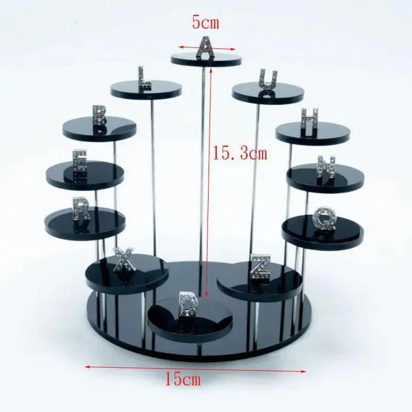 retail desk setup with clear acrylic display stands