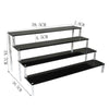 Black tiered acrylic shelf used in retail product display