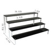 Black tiered acrylic shelf used in retail product display