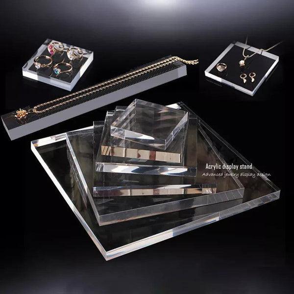 Clear acrylic cube jewelry display stand for rings and earrings