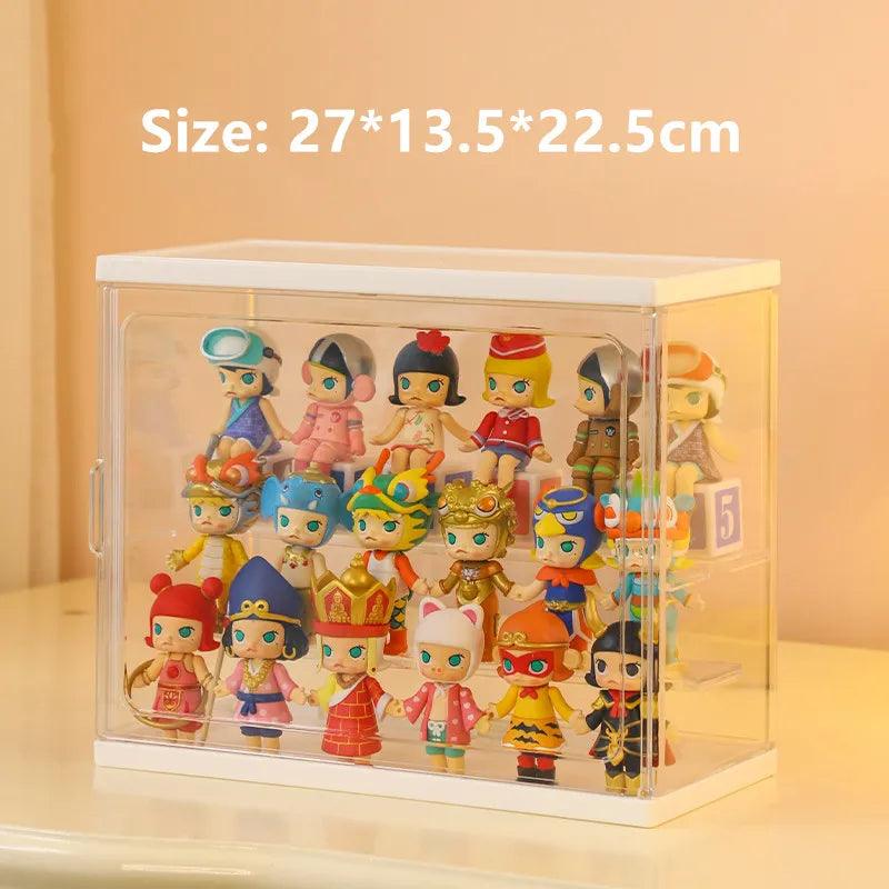 Pink acrylic display case for Molly, Popmart, and Qposket figures