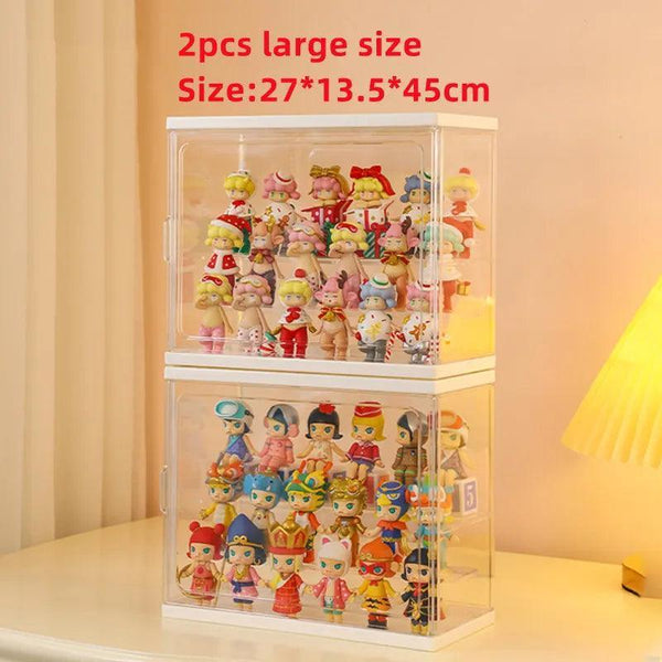 Stackable large white acrylic toy organizer for action figures