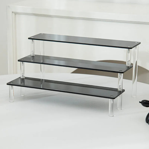 Transparent acrylic perfume display stand at 45 degree angle