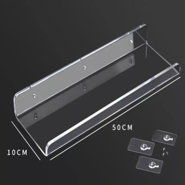 Pre-drilled hole detail of acrylic shelf for easy wall mounting