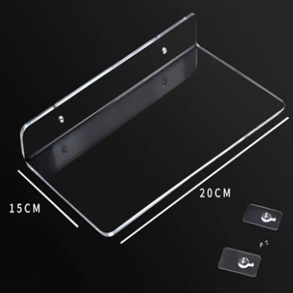 Scratch-resistant waterfall edge on clear acrylic shelf