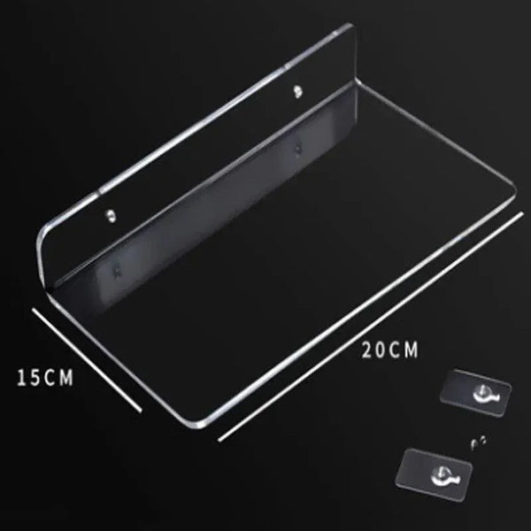 Scratch-resistant waterfall edge on clear acrylic shelf