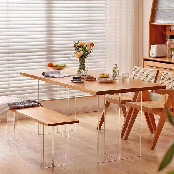 Clear acrylic table legs front view – modern design for desks and tables