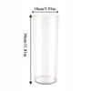 Multi-angle views of clear acrylic cylinder vase showing crystal clarity