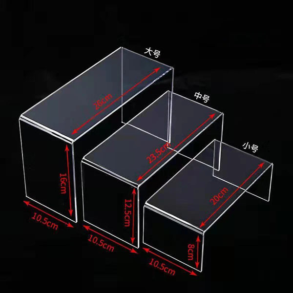 Acrylic display stands available in clear transparent and black color options