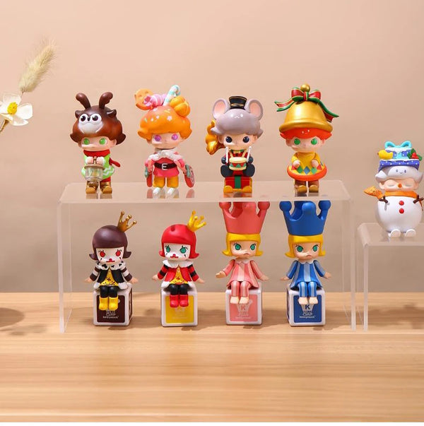 Multi-tier acrylic display stand organizing cosmetics and makeup products beautifully