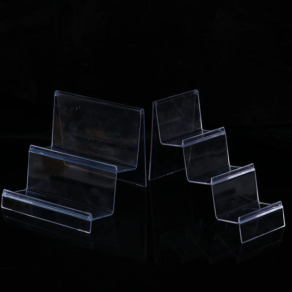 Acrylic shelf displaying nail polish in salon