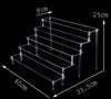 Cosmetics and makeup products on acrylic step display organizer