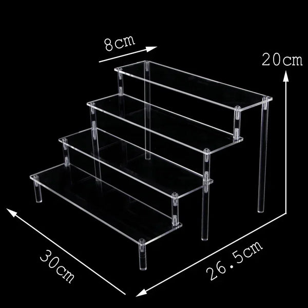 Custom size and color options for acrylic tiered display stand fabrication