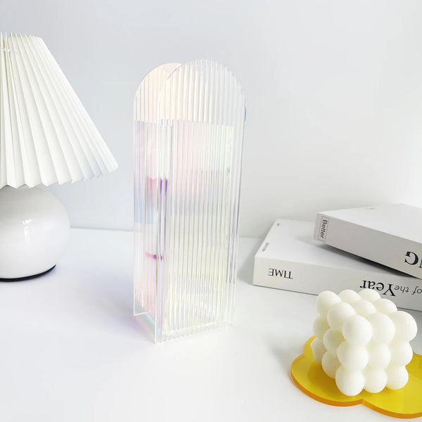 Detail shot of variant E acrylic vase precision machined edges