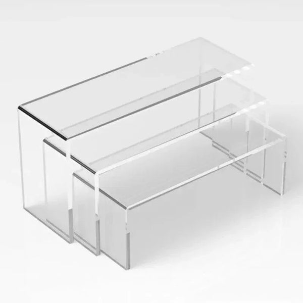 Black acrylic display stands for rings, bracelets, and collectibles