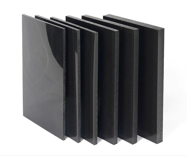 Overview of black food grade HDPE plastic sheet with matte surface