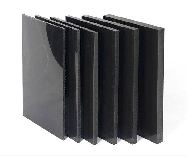 Overview of black food grade HDPE plastic sheet with matte surface