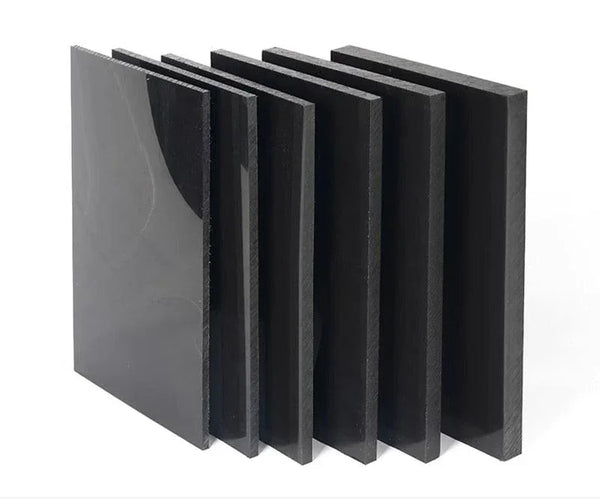 Overview of black food grade HDPE plastic sheet with matte surface
