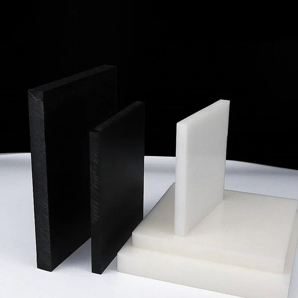 10mm thick black POM plastic sheet close-up for CNC engraving and machining