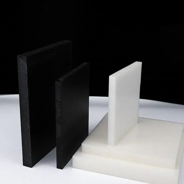 10mm thick black POM plastic sheet close-up for CNC engraving and machining