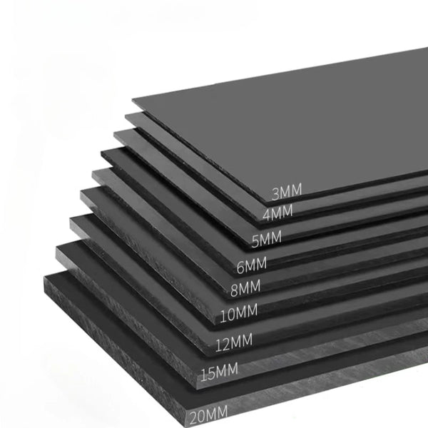 Black PP board size options 100x100mm 200x200mm 200x300mm