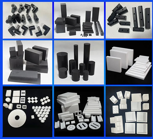 Black PTFE bearing pads and mechanical components for industrial use