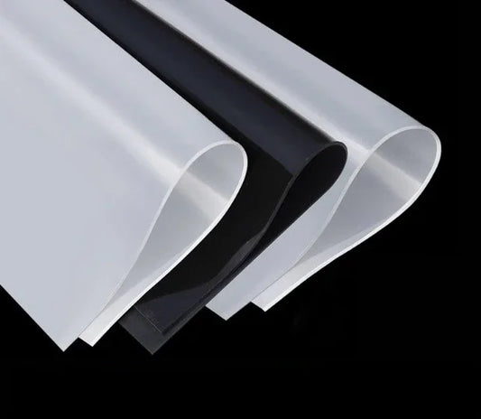 Clear silicone rubber sheet, 0.5mm thick, for sealing and gasketing