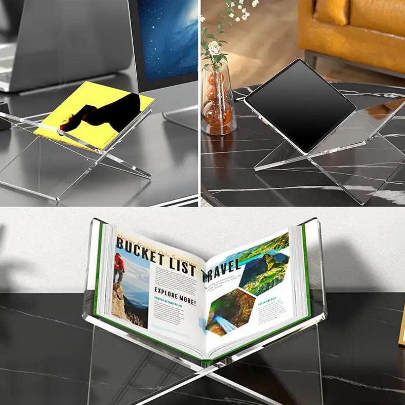 Transparent Acrylic Book Display Stand Holding Bible or Magazine