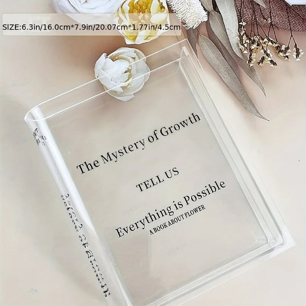 Book shaped vase on bookshelf blending with aesthetic home decor